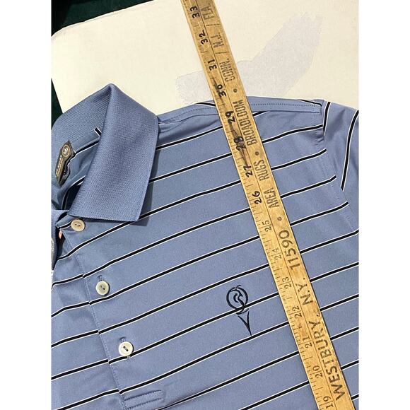 Peter Millar Polo Shirt Men's Med Blue Summer Comfort Golf "Big Fellow" Irish - Picture 5 of 9